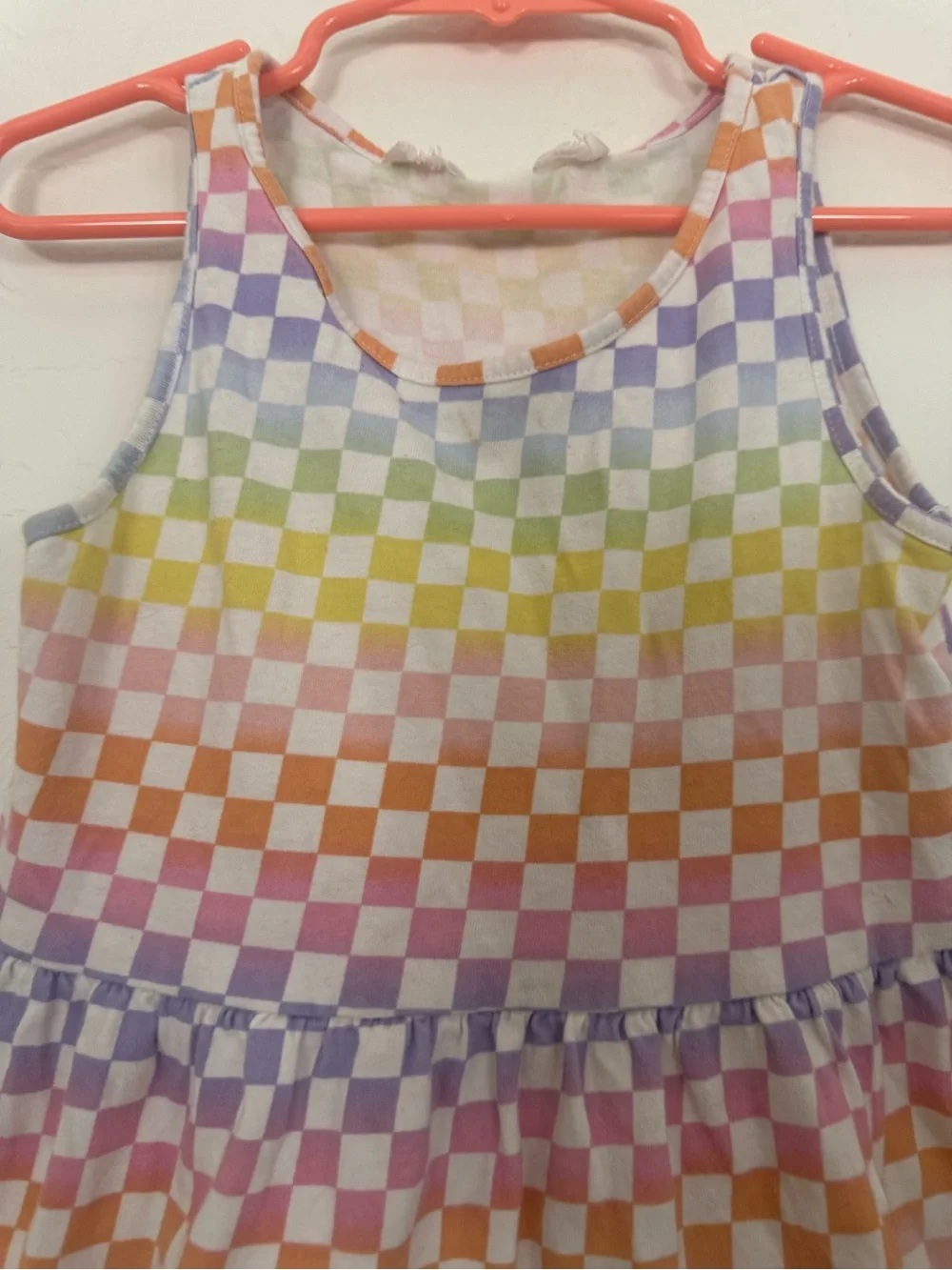 Girls' Multicolor Checkerboard Tank Dress